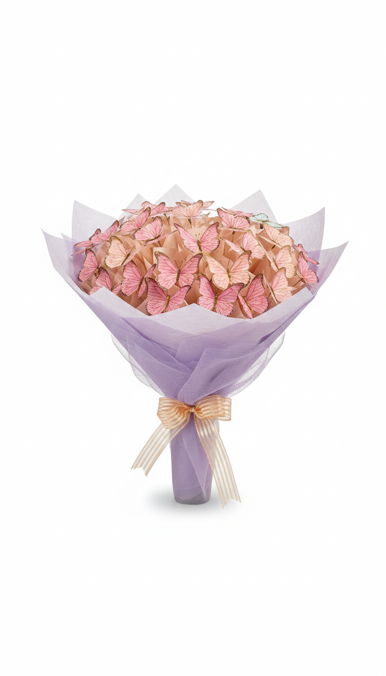 Led Işıklı Kelebek Buketi Pembe