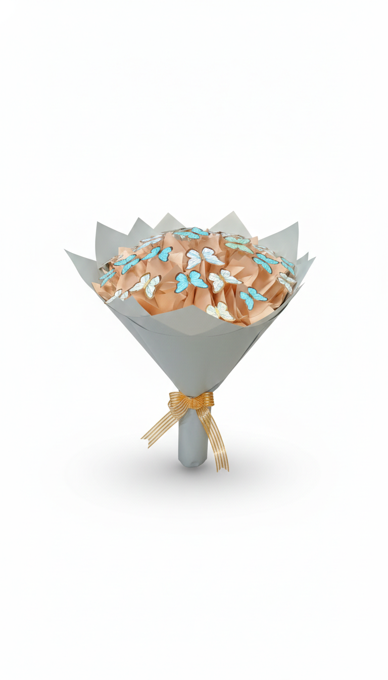 Led Işıklı Kelebek Buketi Mavi