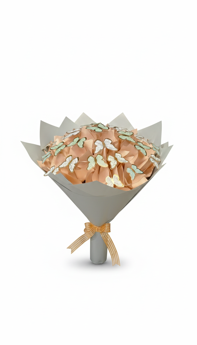 Led Işıklı Kelebek Buketi Turkuaz